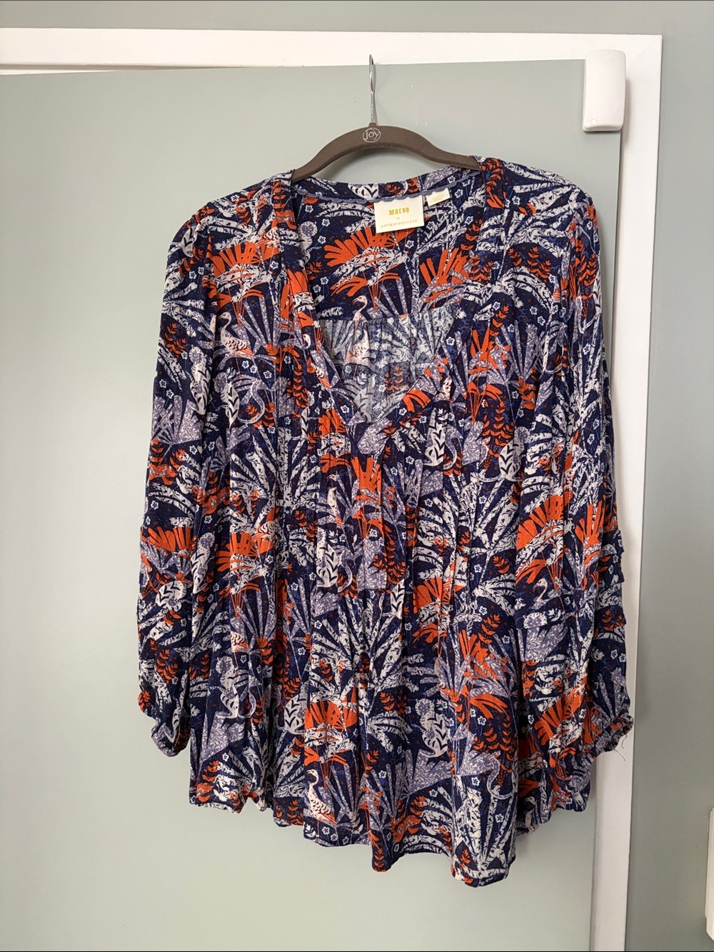 Maeve by Anthropologie - v-neck colorful blouse, size large, viscose